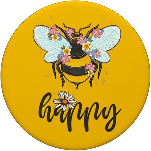 Miniatura 3 de Cool Bee Happy Shirt Flower Funny Bumble Bee PopSockets PopSockets Estándar PopGrip