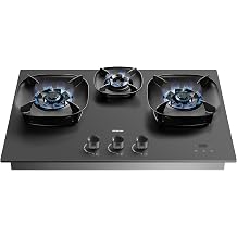ROBAM 30" Built-in Gas Cooktop, 18000 BTU High Power From 3 Burners, Flame Failure Protection and Safety Timer for Home Kitchen, Tempered Glass with Easy-Clean Coating, NG/LPG Matte Sliver