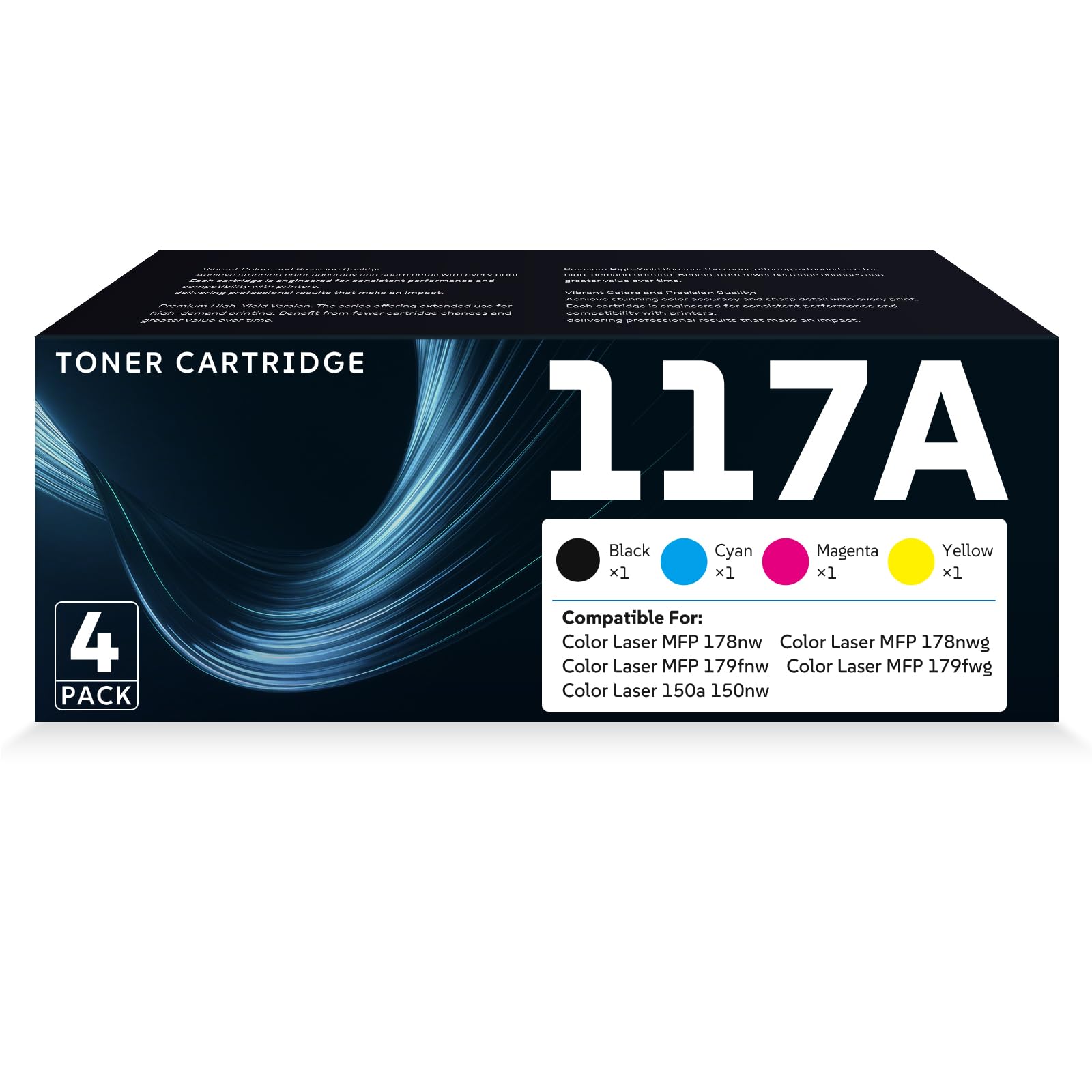 117A Tóner Compatible para HP 117A Cartucho de Tóner (4-KCMY) | Compatible for HP Color Laser 150a 150w 150nw MFP 178nw 179fnw Printer