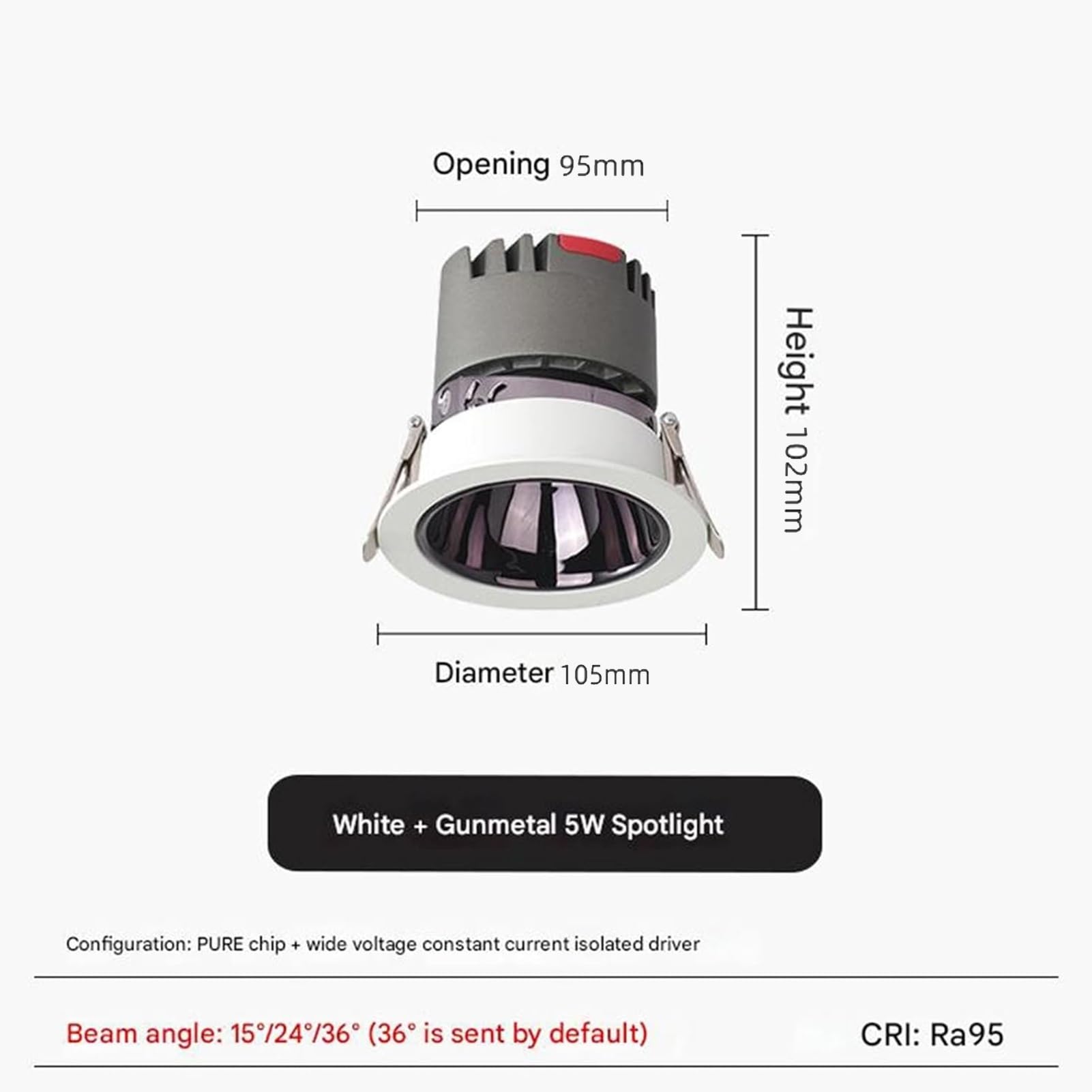 Recessed sufitowe światła – kąt świecenia 30°, wąski bezel, antyodblaskowy reflektor LED, światło punktowe, antyodblaskowe, do salonu, sypialni, RV (ciepłe białe światło (3000 K), 15 W