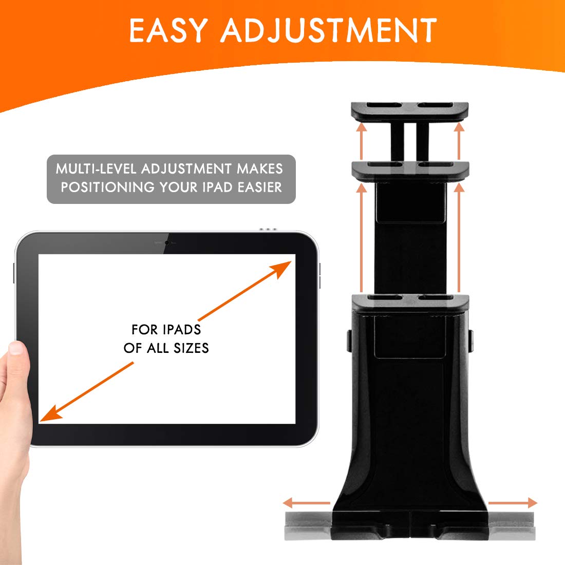 Support Tablette Poussette Canne Compatible avec iPad valable pour Toutes Les poussettes du Marche