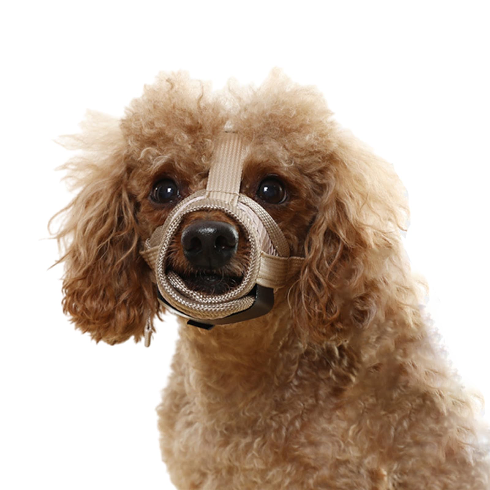 Bozal de Malla Suave for Perros, antimordeduras, de Malla, Suave, Transpirable, Ajustable, cómodo y Resistente a la abrasión.,Bozal para Perro(Khaki,XL)
