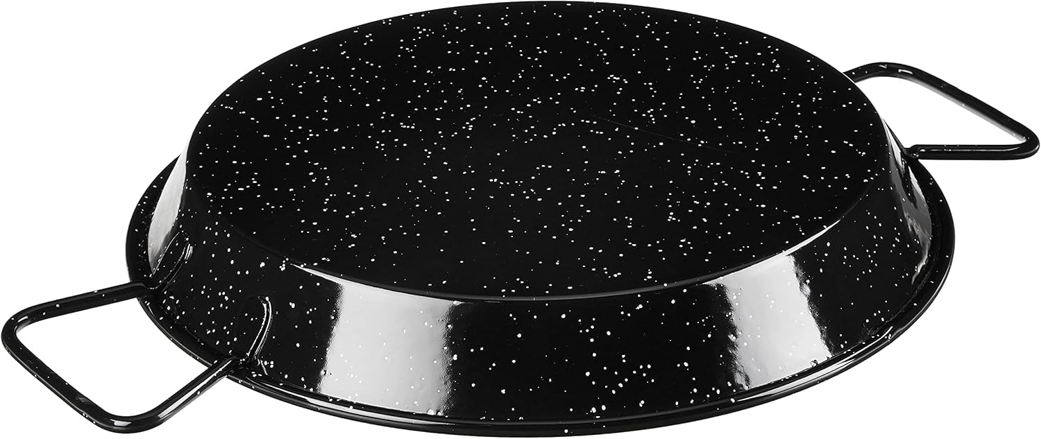 Padella per Spaghetti all'Assassina in Ferro Smaltato, Tegame Tradizionale Stile Paella, Nero con Puntini Bianchi, con Manici (36 cm) - 4