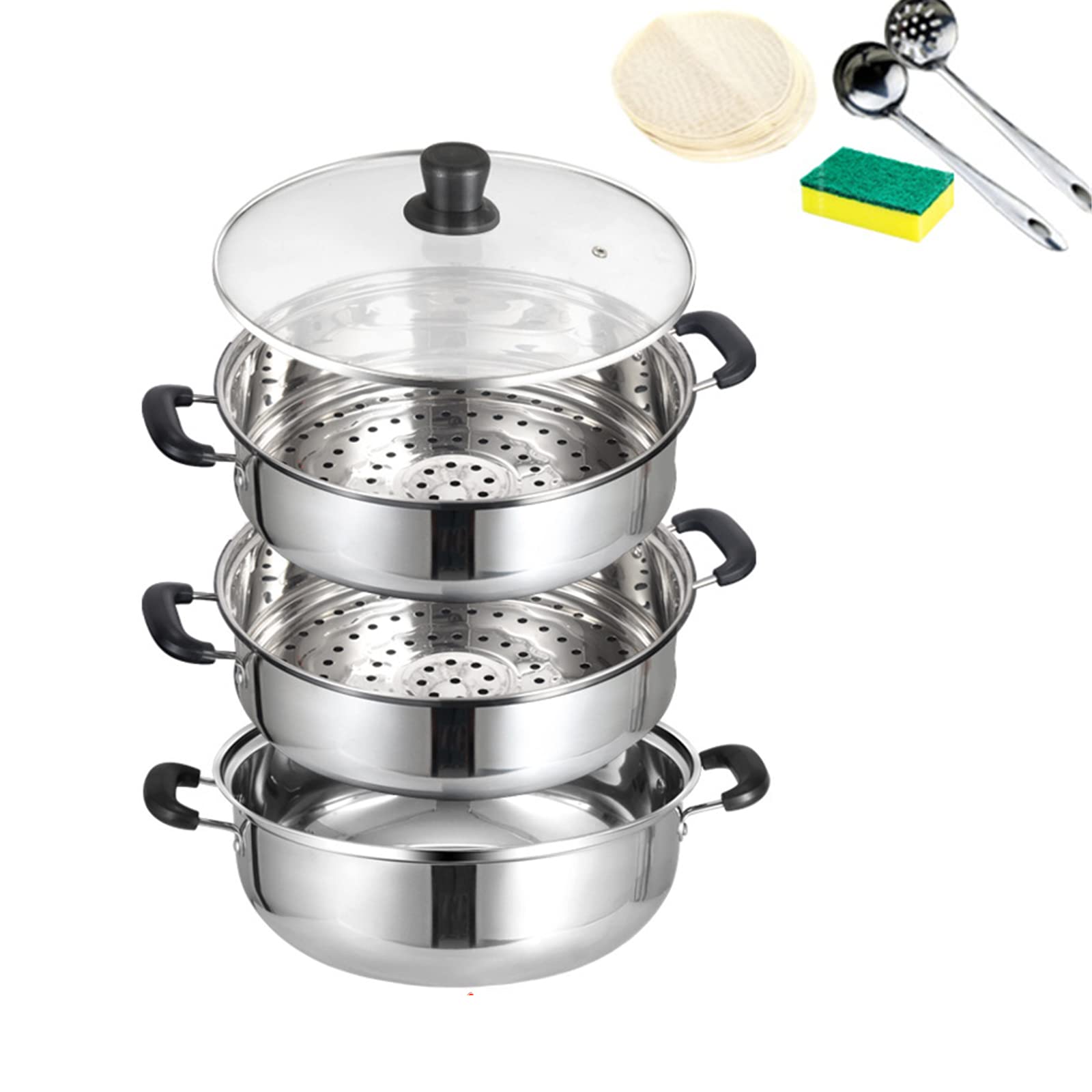 Amazon | 蒸し鍋 蒸し器 蒸し料理 26cm/28cm/30cm3層底 大容量