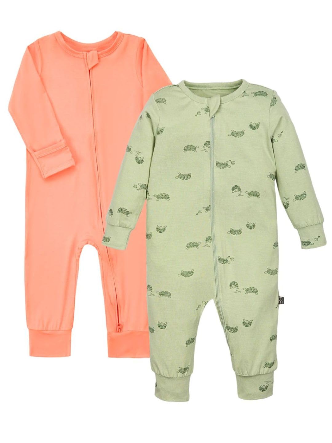 TuddyBuddy 100% Cotton Multi Color Romper/Sleepsuit/Jumpsuit for Baby Boy & Baby Girl (Green Tortoise & Orange, 6 Months-9 Months) - Image 2 thumbnail