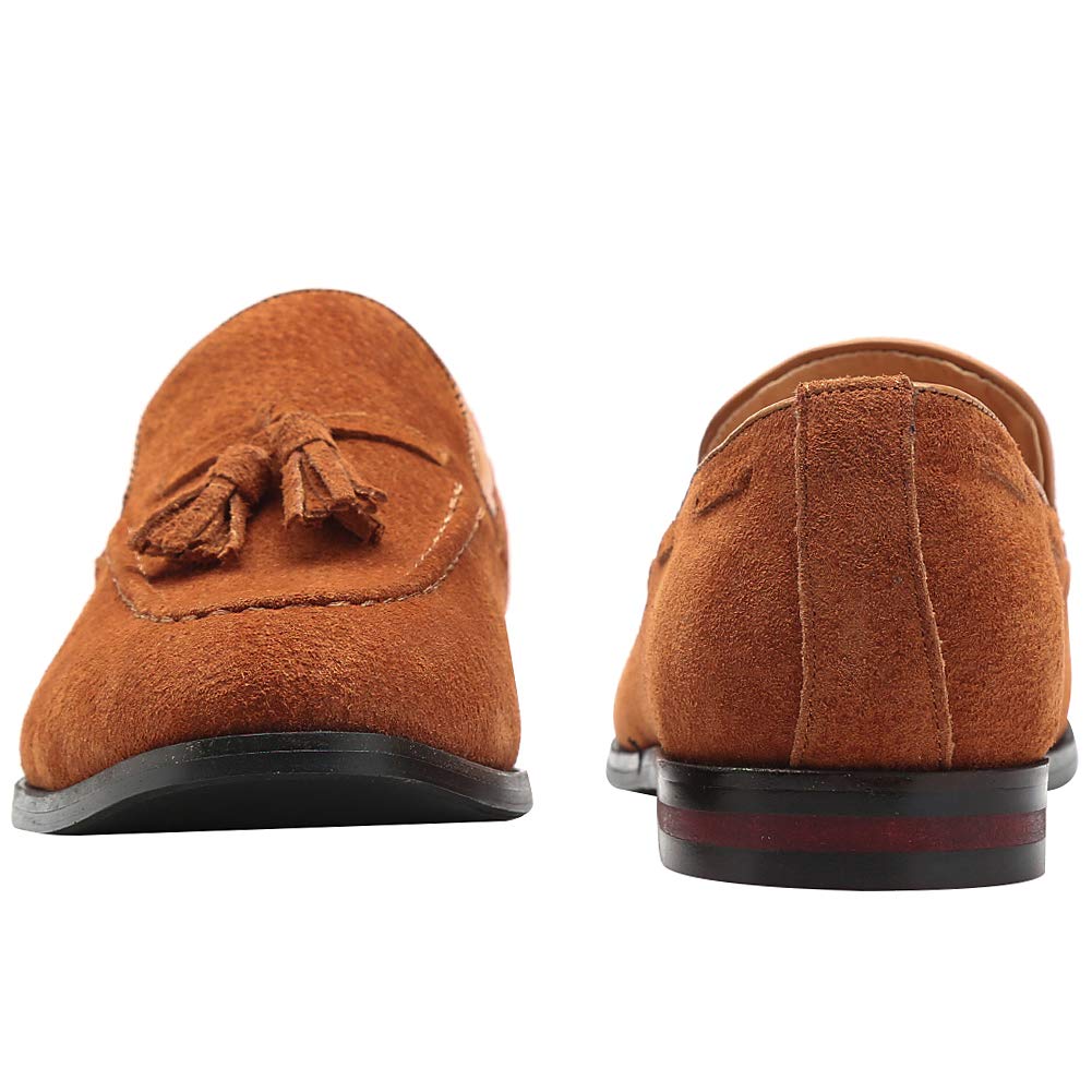 rismart Hombre Hecho a Mano Borlas Mocasines Ante de Vestir Zapatos Uniforme Mocasín