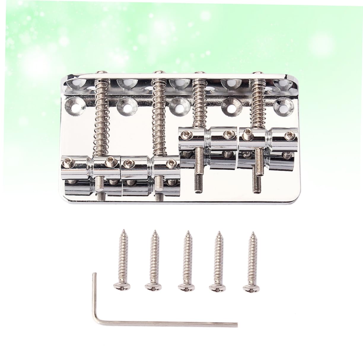 BESTonZON Bass Guitar Bridge Ga1019 4 String Metal Construction Height Adjustable Silver Finish