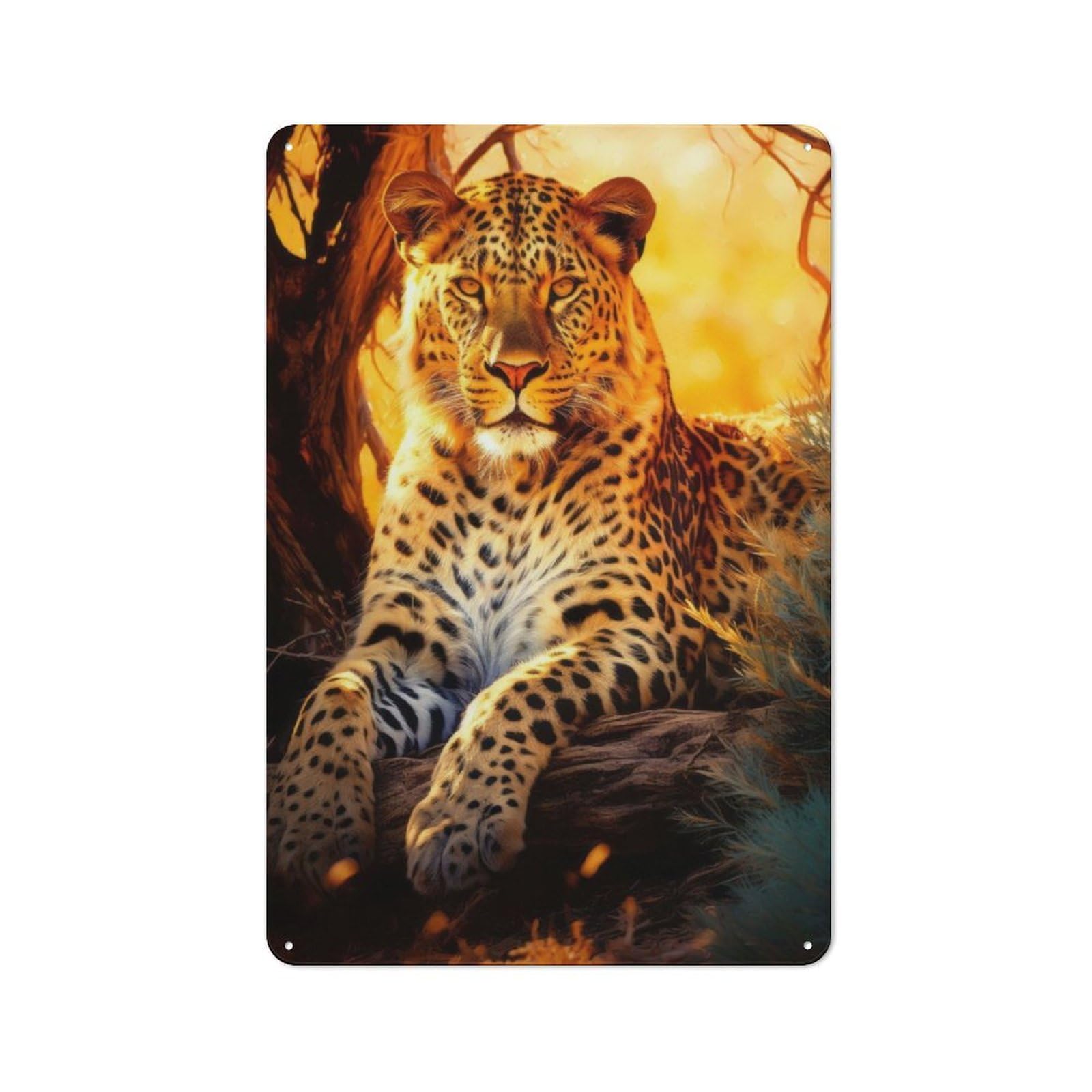 Junmoney Majestic Leopard Retro-Style Tin Sign 30X20cm For Dining Room Or Kitchen, For Kitchen Wall Decor Lovers