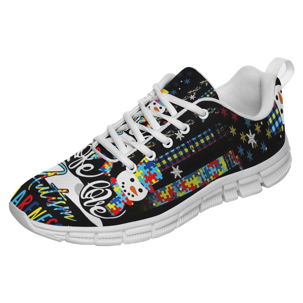 Faith Hope Love Autism Awareness Snowman Christmas Shoes for Women Men Tennis Shoes 3D Print Fashion Running Sneakers