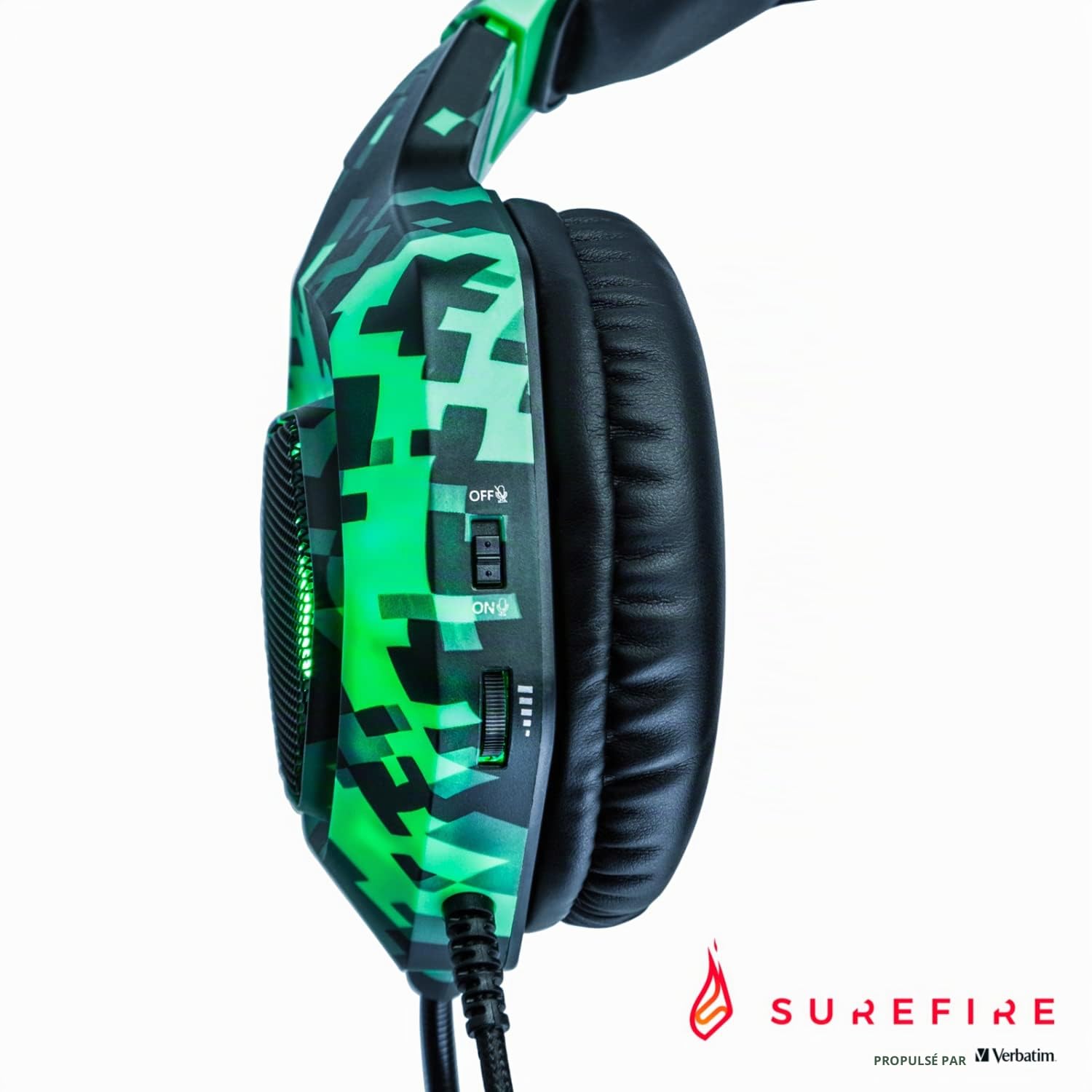 Surefire Skirmish Gaming Headset - Casque PC & PlayStation & Xbox - Headset Gaming - 390g - Son stéréo 2.0 & éclairage LED - Casque pour Gamer - USB 3.2 Gen 1 I Powered by Verbatim
