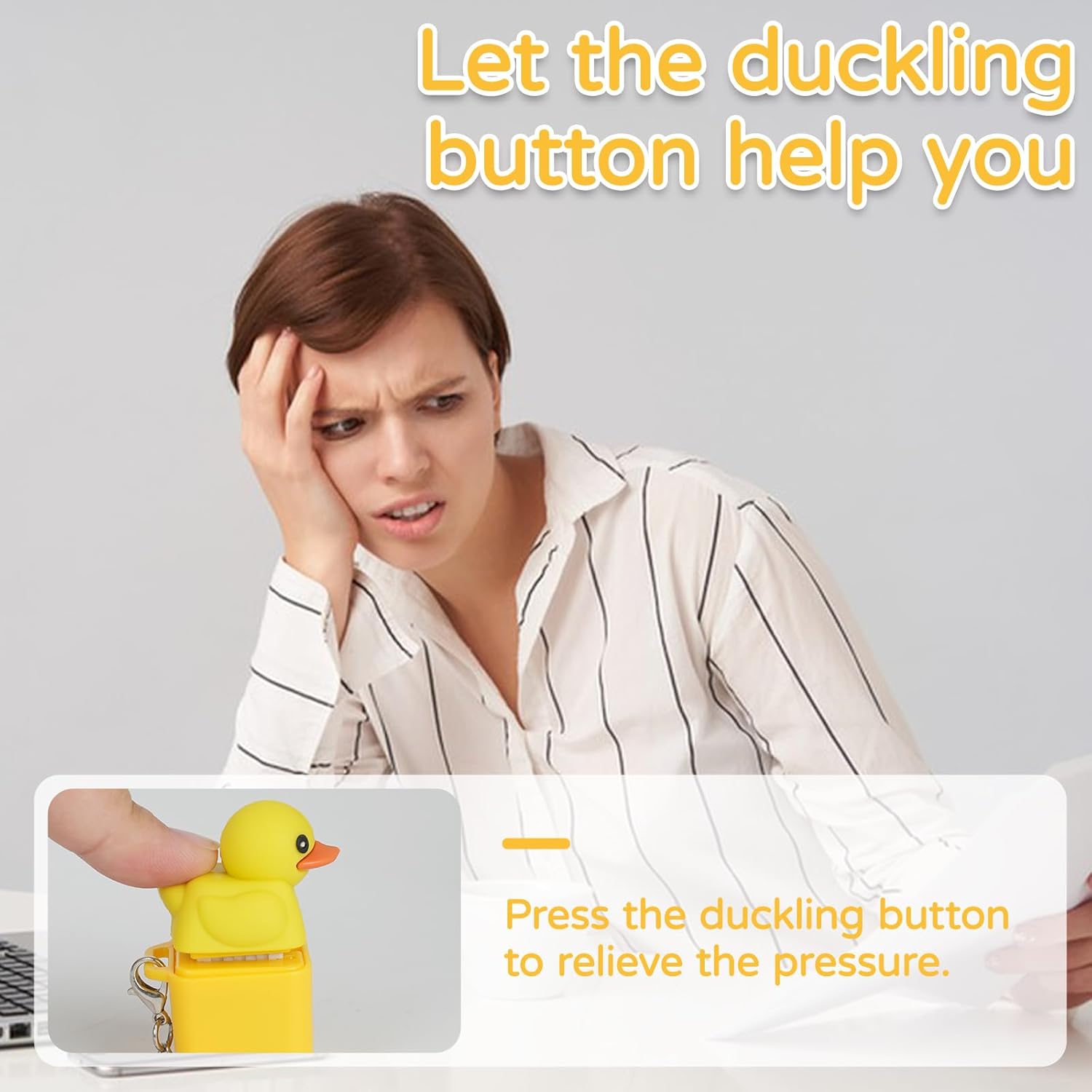Quacking Duck Keychain Duck Quacking Fidget Toy , Duck Keyboard Keycaps That Quack Stress Reliever with Colorful Lights, Portable and Fun Anxiety Relief Toy