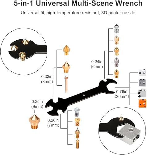 Miniatura 7 de Mintion MK8 - 10 boquillas extrusoras de impresora 3D de 0.016in, agujas de limpieza 0.014in x 5, 1 llave plana, 1 pinza curvada, 1 pinza recta, 1