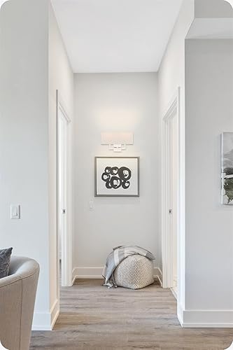 Miniatura 3 de Kira Home Haven - Lámpara de pared moderna de 16 pulgadas con 2 luces + pantalla rectangular de tela blanca, acabado de níquel cepillado