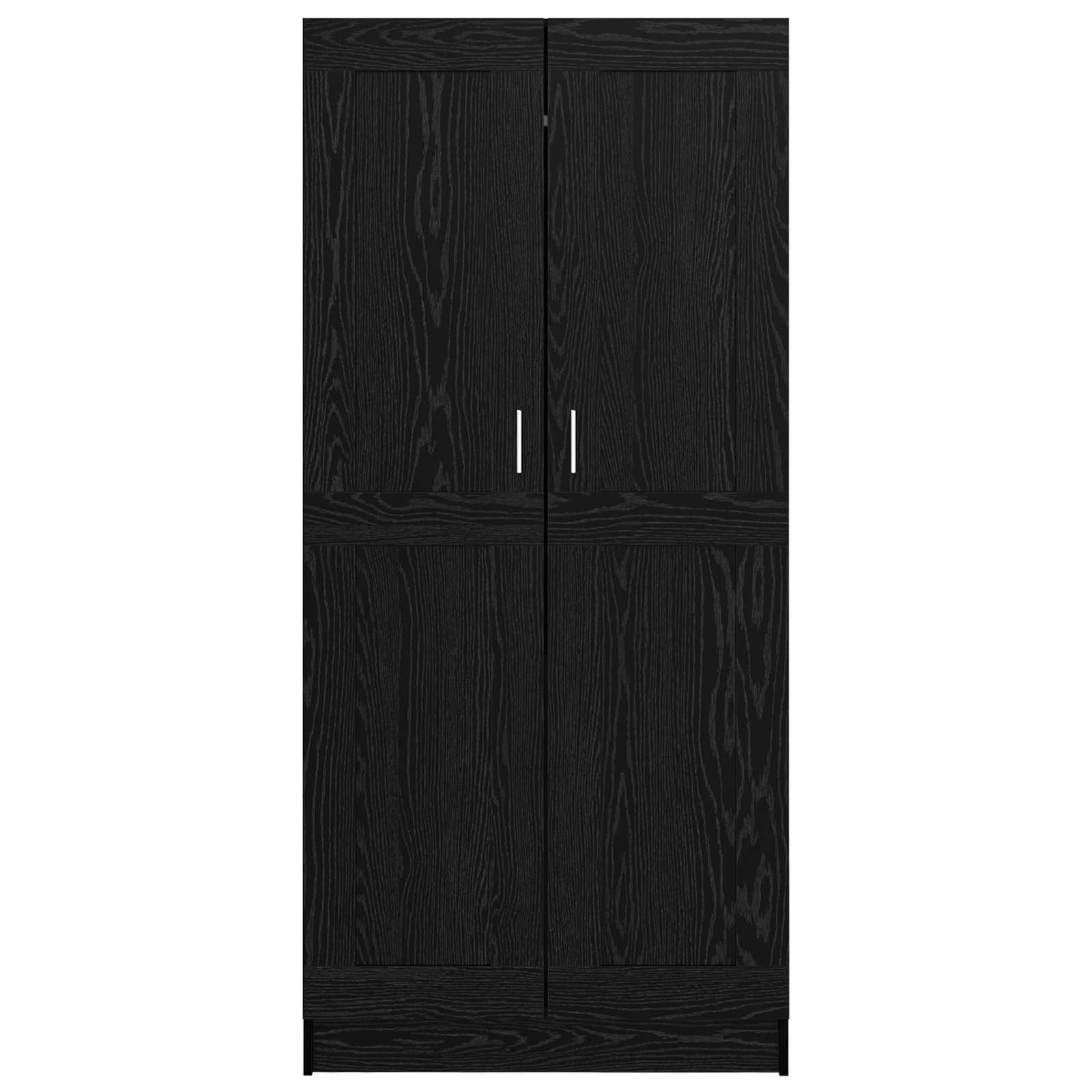 Armadio nero effetto quercia in legno 82,5 x 51,5 x 180 cm con 2 ante a cerniera e ripiani per camera da letto, corridoio, spogliatoio, spazioso armadio per vestiti e biancheria