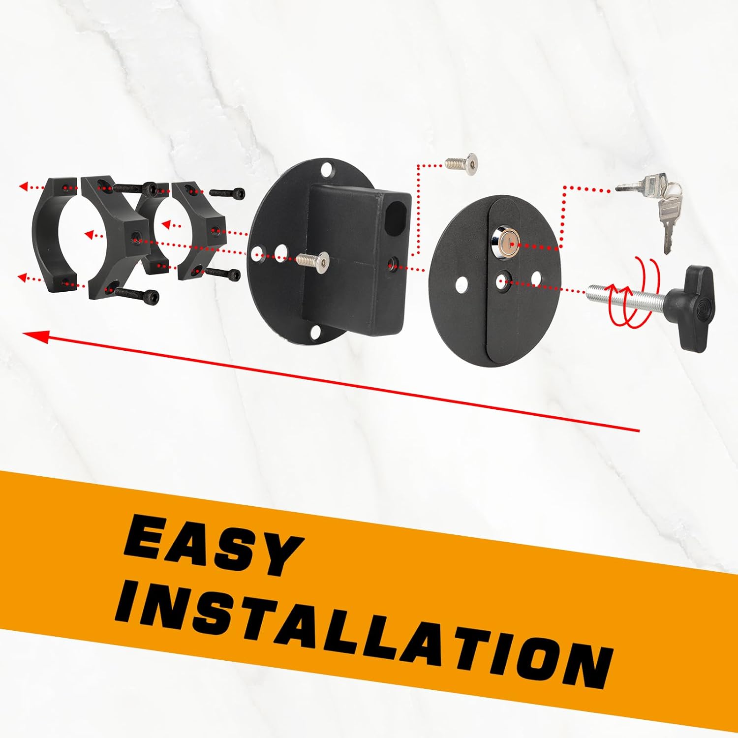 UTV ATV Metal Gas Can Mount with Lock, Aluminum Alloy Oil Mounting Holder for 1.75''-2'' Roll Bar Compatible with Polaris RZR Pioneer Yamaha Can Am Maverick X3 Ranger Camper Van