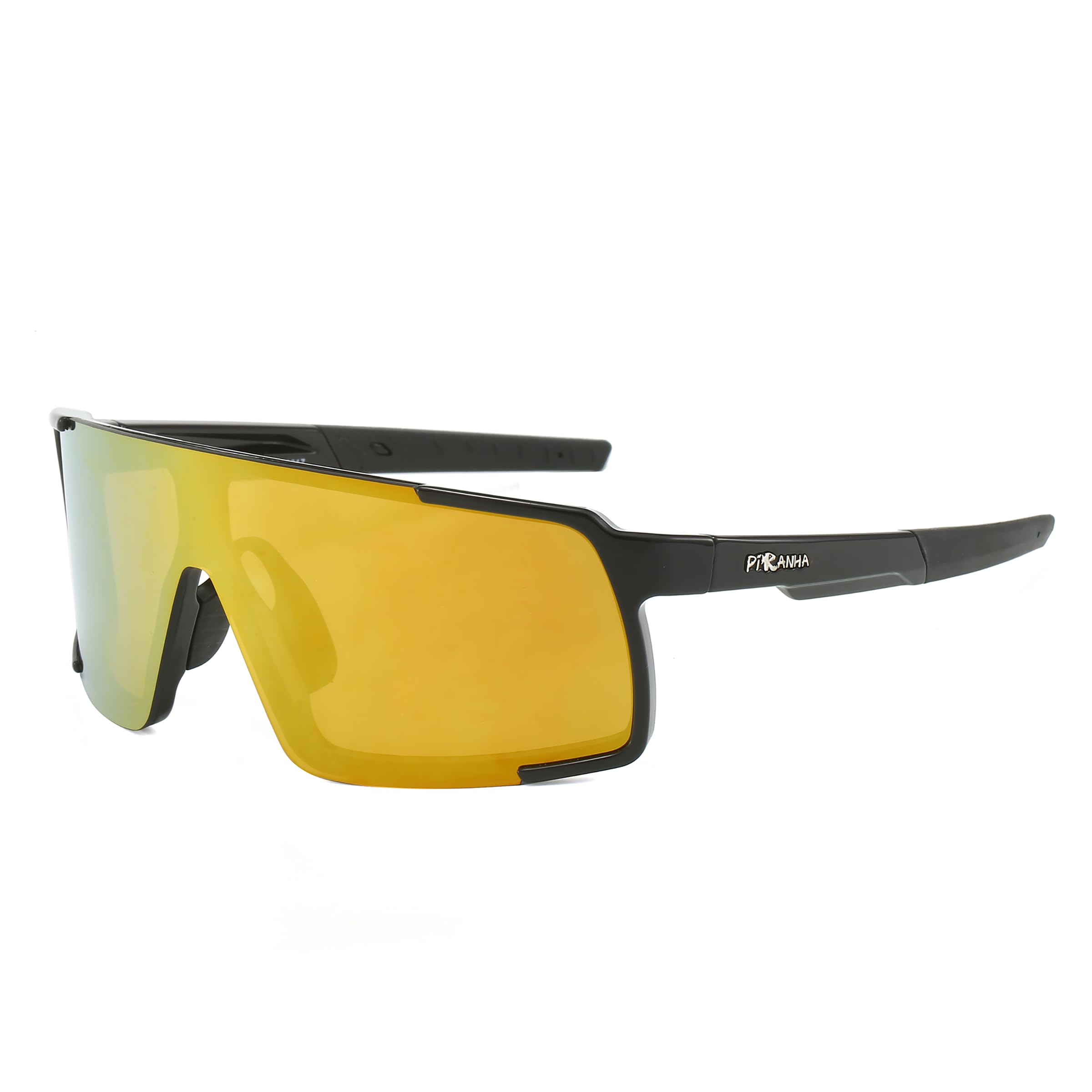 Arthur Sports Sunglasses with Orange Mirror Shield Lens and Black Frame