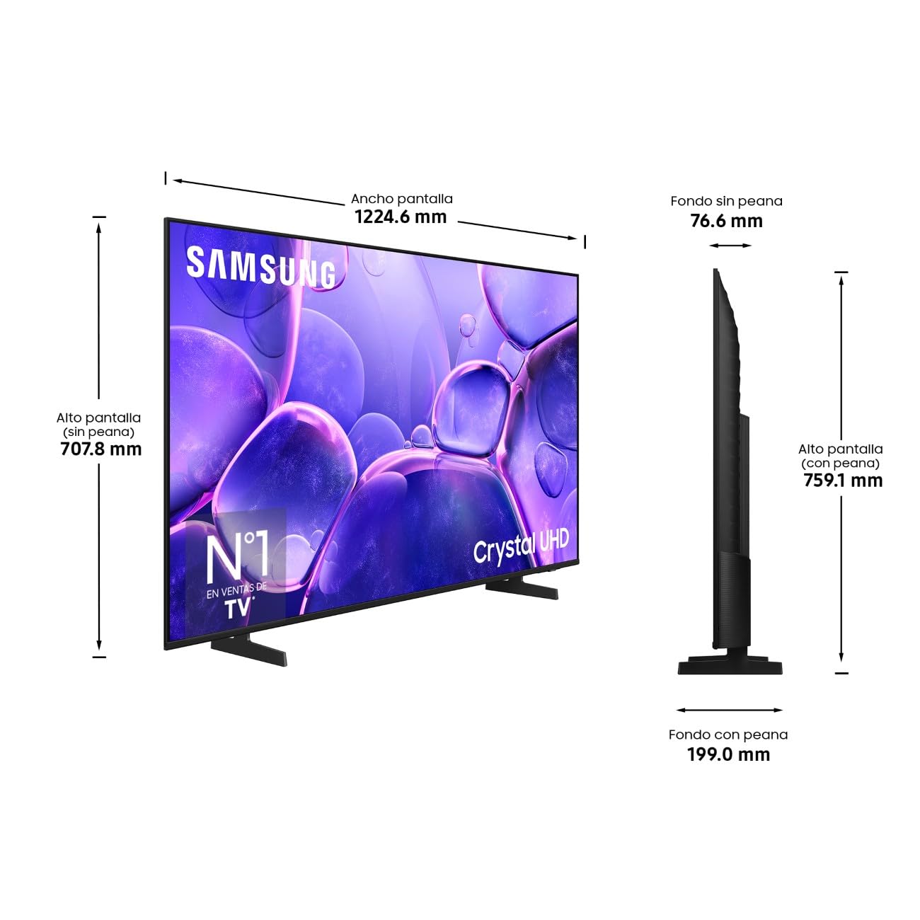 Samsung TV 55 Pulgadas Crystal UHD U8075F 4K Smart TV, Colores increíbles con Crystal Processor 4K, Escucha Todos los Altavoces con Q-Symphony, Datos protegidos Knox Security y Gaming Hub