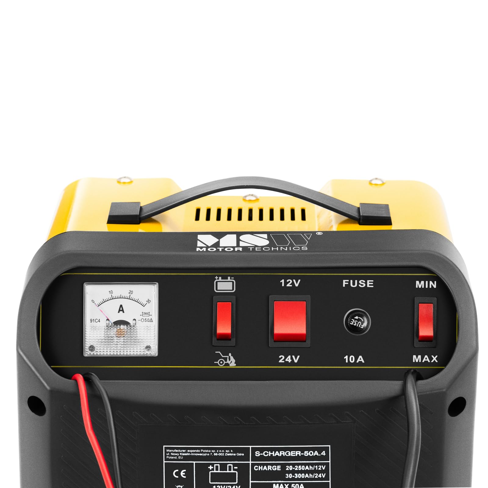 MSW S-CHARGER-50A.4 - Caricabatteria per auto, 12/24 V, 45 A, compatto, per auto, caricatore per auto