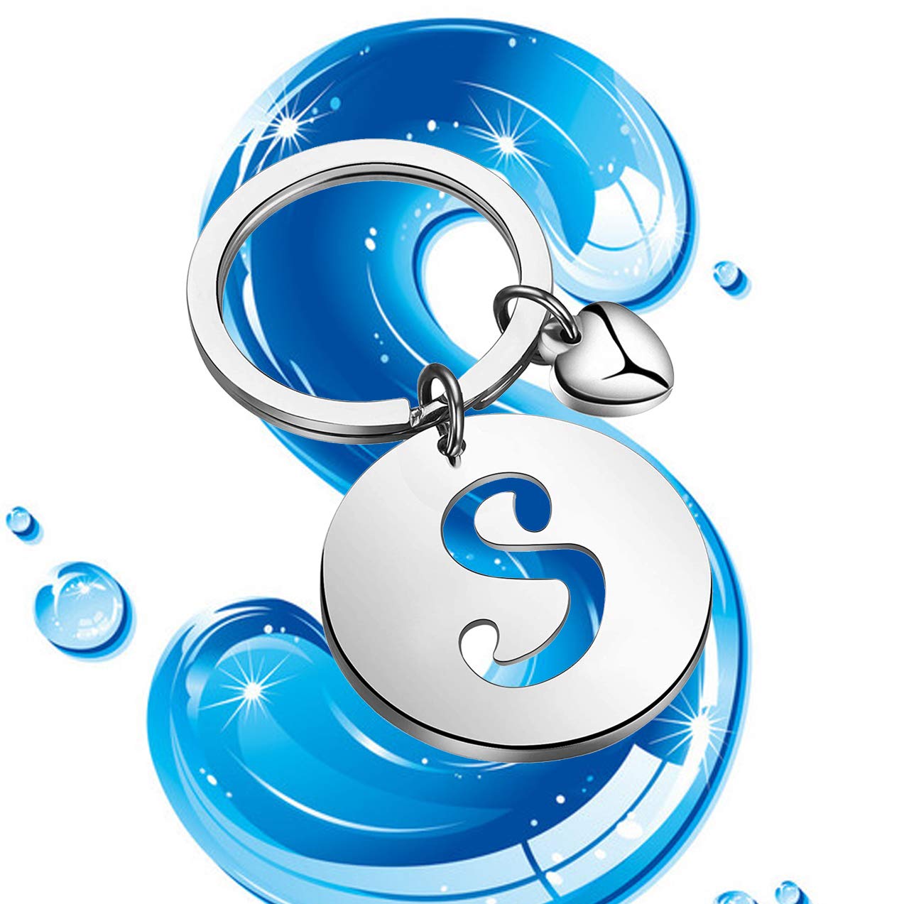 HOLLP Initial Disc Charm Keychain 26 Initial Letter Alphabet Key Ring A-Z Initial English Charm Keychain