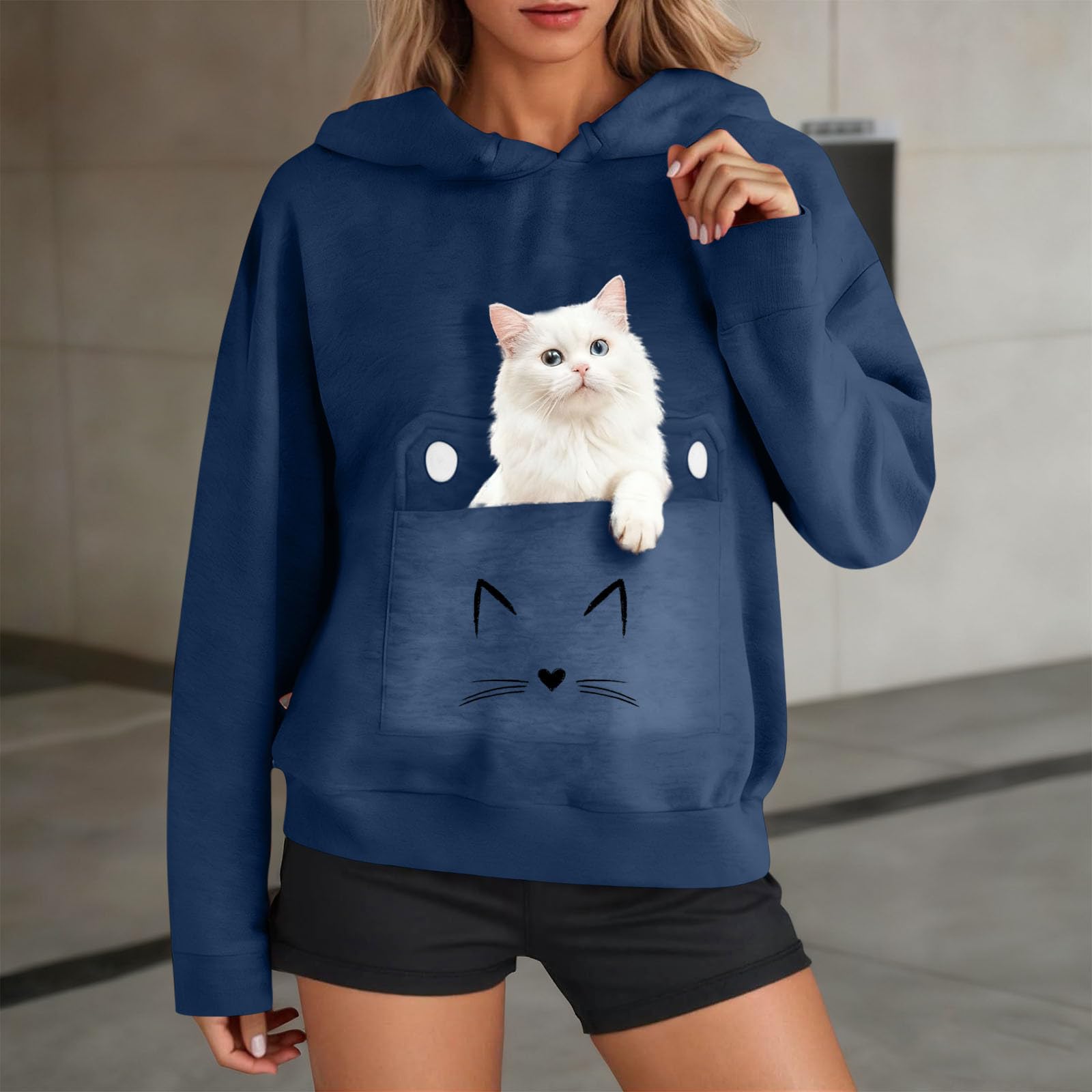 Sweat a Capuche Femme Casual Sweatshirt Legere Sweat-Shirt avec Poches Outerwear Fitness Streetwear Classique aux Couleurs Assorties Veste à Manches Longues Haut Couleur Unie Mode Hiver Vêtements
