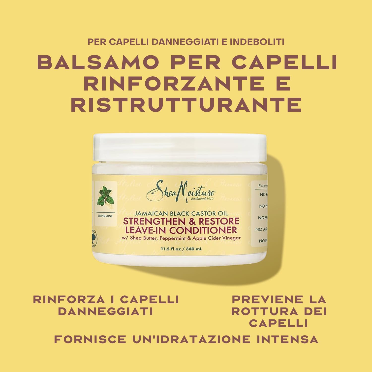 SheaMoisture Set - Olio di ricino nero giamaicano set per la cura dei capelli Shampoo 1x 384 ml, Balsamo 1x 384 ml, Maschera Intensiva 1x 355 ml, Leave-In 1x 431 ml#