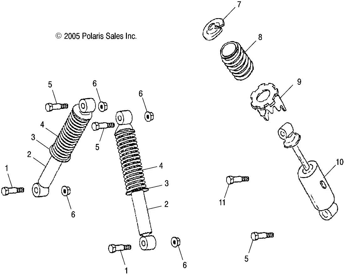 Polaris OEM Rear Suspension Shock 2004-2006 Sportsman, Predator 90 0451072