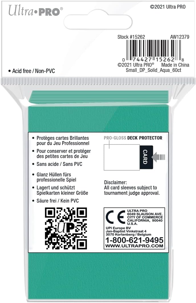 Ultra Pro (60 Count) Aqua Deck Protector Sleeves - Made to Fit Small Japanese Size Cards (62mm x 89mm) Battle Friends and Enemies Sporting This Stylish Aqua Colored Card Sleeve