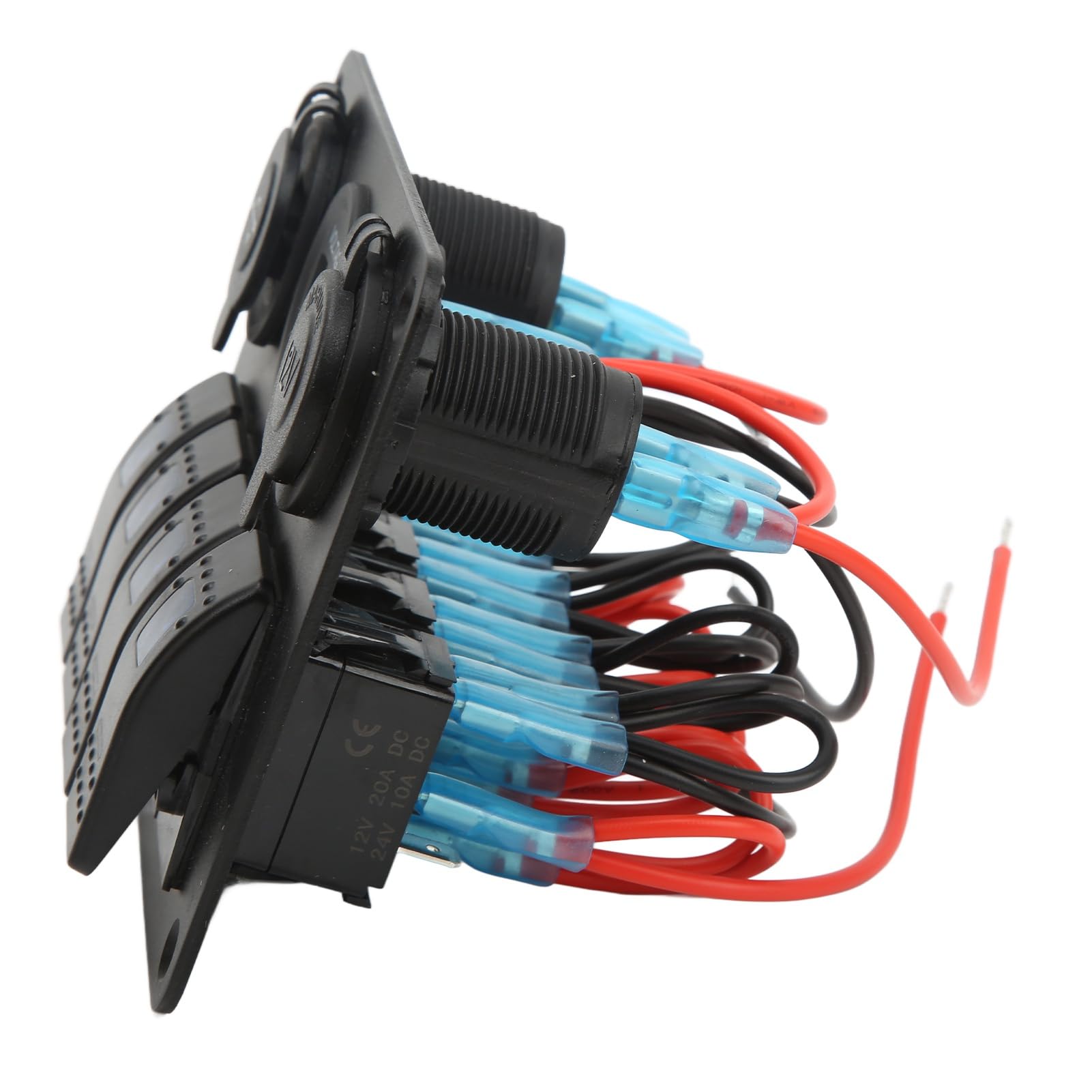 Pannello Interruttori a Levetta, Pannello Interruttori a Bilanciere a 4 Bande con Presa Accendisigari USB Attiva/disattiva Pannello Interruttori Combinato per Barca Yacht