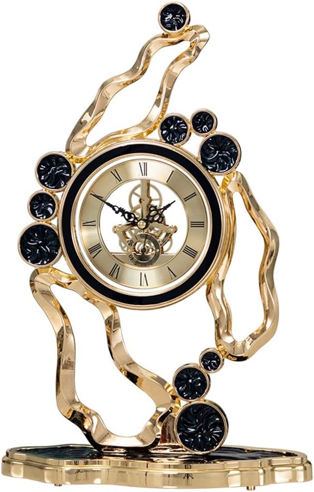 Mechanical Gear Desk Clock Enamel Table Clock European Living Room Desktop Ornaments Home Decoration Clock Decoration(D)