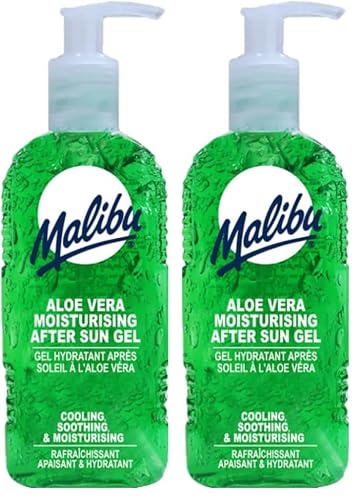 Image of Malibu Sun After Sun Care, Cooling and Soothing Moisturising Gel, Aloe Vera, 200ml (Pack of 2)