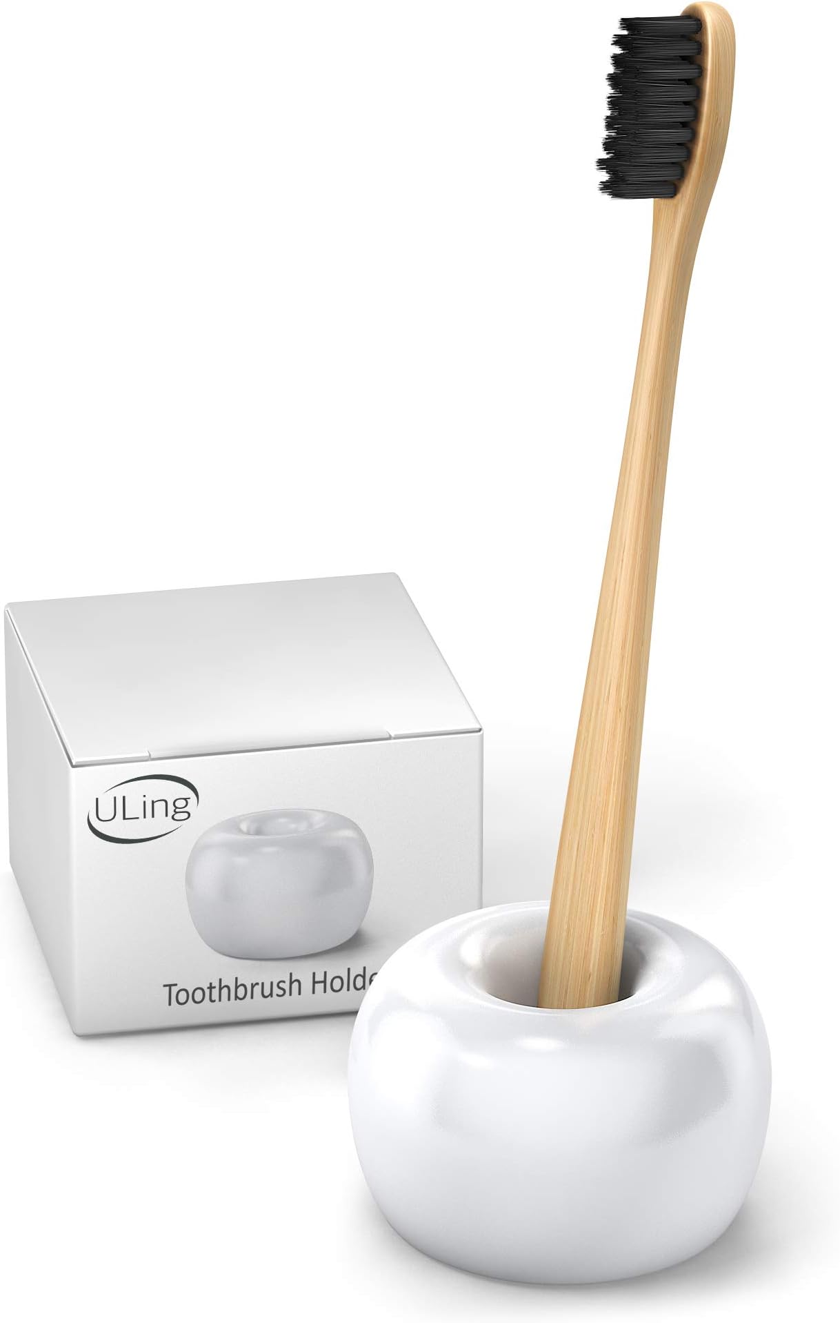 ULING Ceramic Toothbrush Holder - Tooth Brush Holders for Bathroom - Hollow Tooth Brush Holder No Germs - Toothpaste Holder & Bathroom Toothbrush Holder Set - Easy to Clean Toothbrush Stand