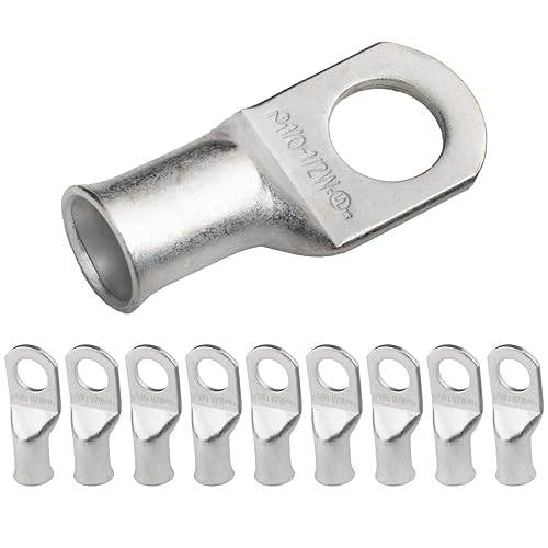 Miniatura 163 de SELTERM - Terminal en anillo de grado marino UL 2/0 AWG 3/8 pulgadas (25 uds) para batería, terminal tubular de cable eléctrico, conector calibre