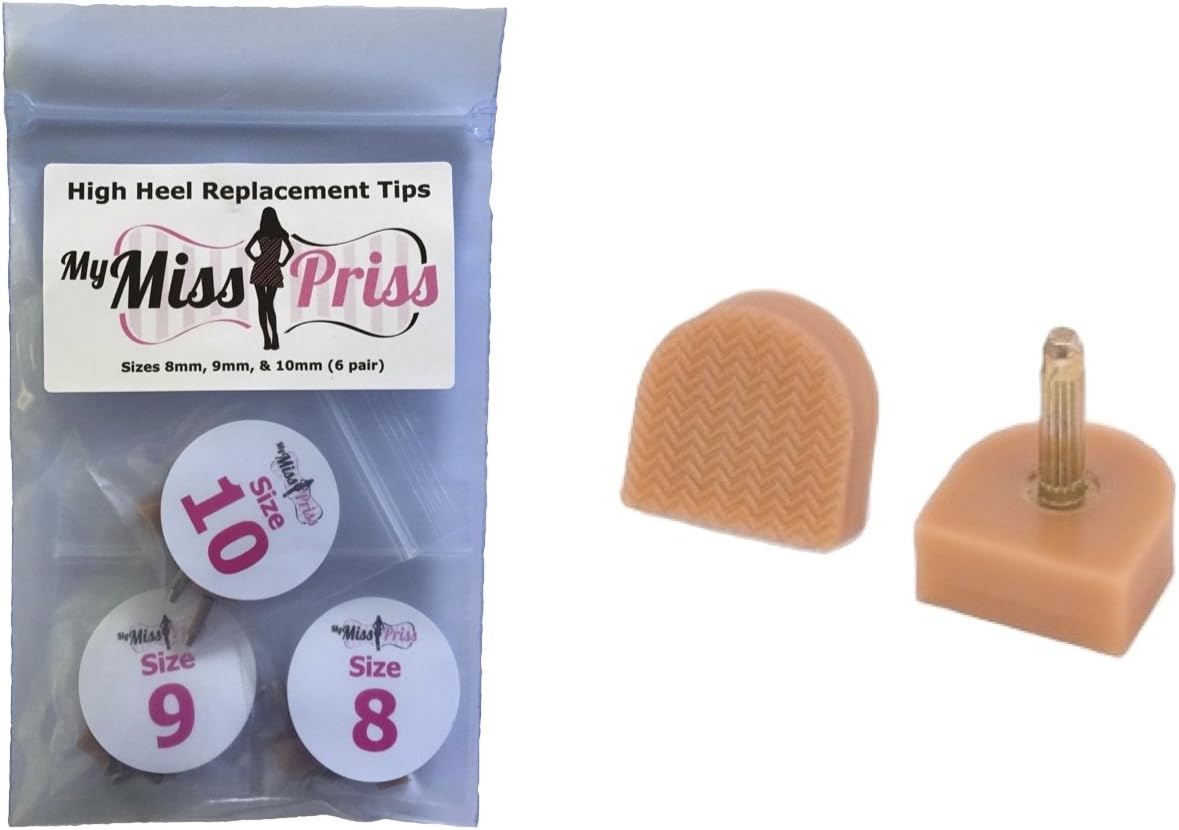 High Heel Tips Replacement Dowels (6 Pair) - Beige/Tan, Small