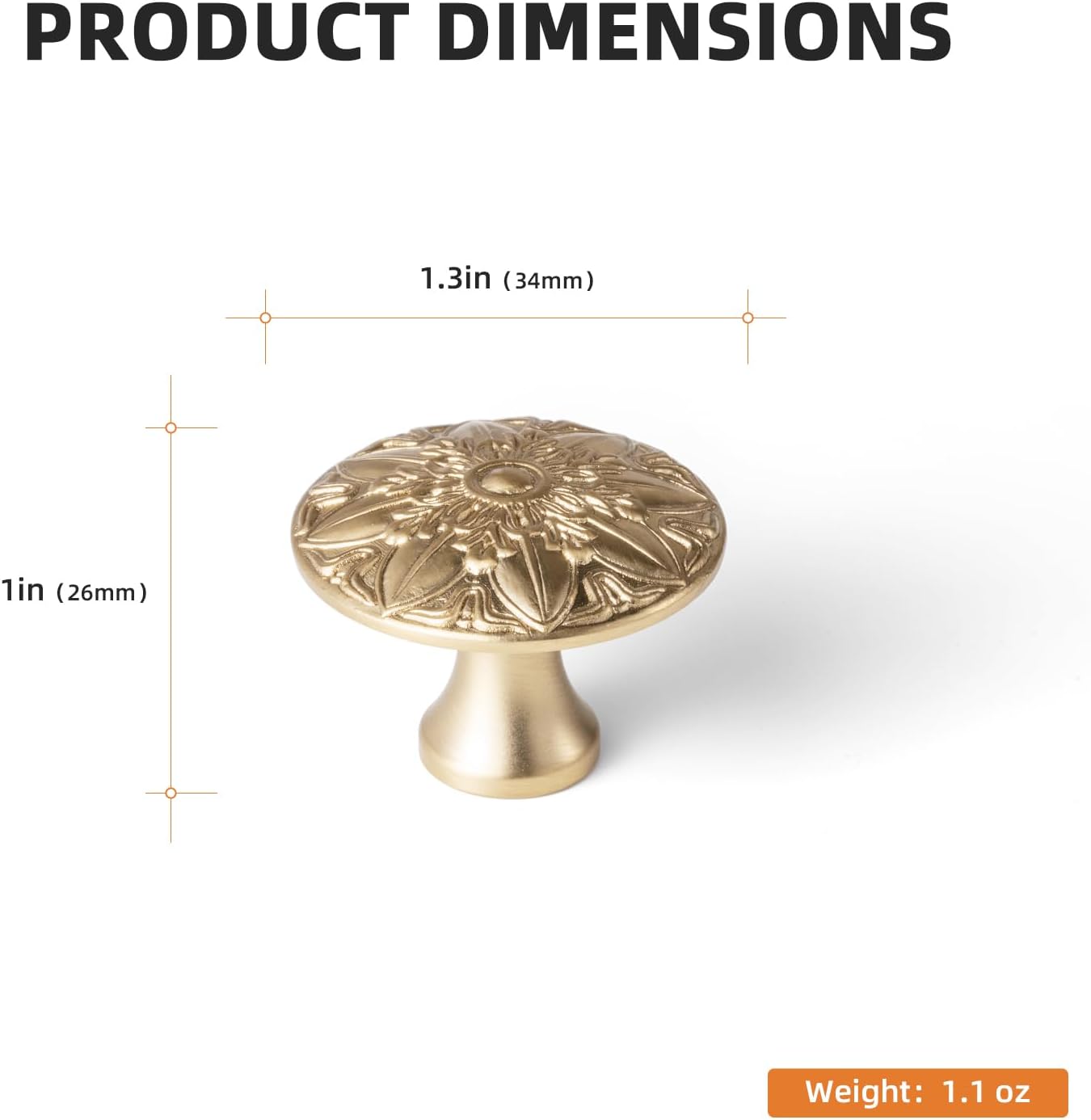 6 Pack Champagne Bronze Cabinet Knobs, Vintage Mandala Drawer Pulls, Solid Zinc Alloy Modern Luxury Starburst Door Handles for Kitchen Cupboard, Dresser, Wardrobe, Vanity Hardware