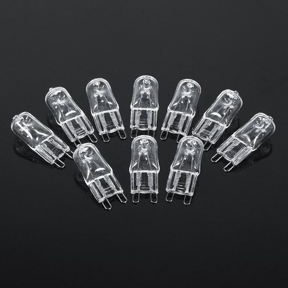 10-Pack G9 Halogen Bulb 40W 120V – Clear Bi-Pin Double Loop Base, Warm White 2900K, 3000-Hour Lifespan, Explosion-Proof For Chandeliers & Lamps