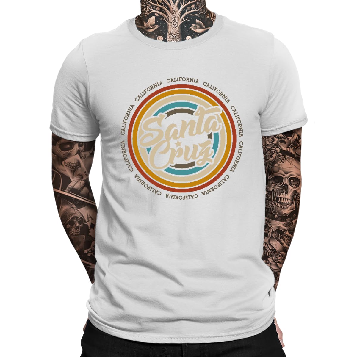 Vintage Surfing Santa Cruz Surfer Retro 70s 80s California Los Angeles Men's T-Shirt, White, XL