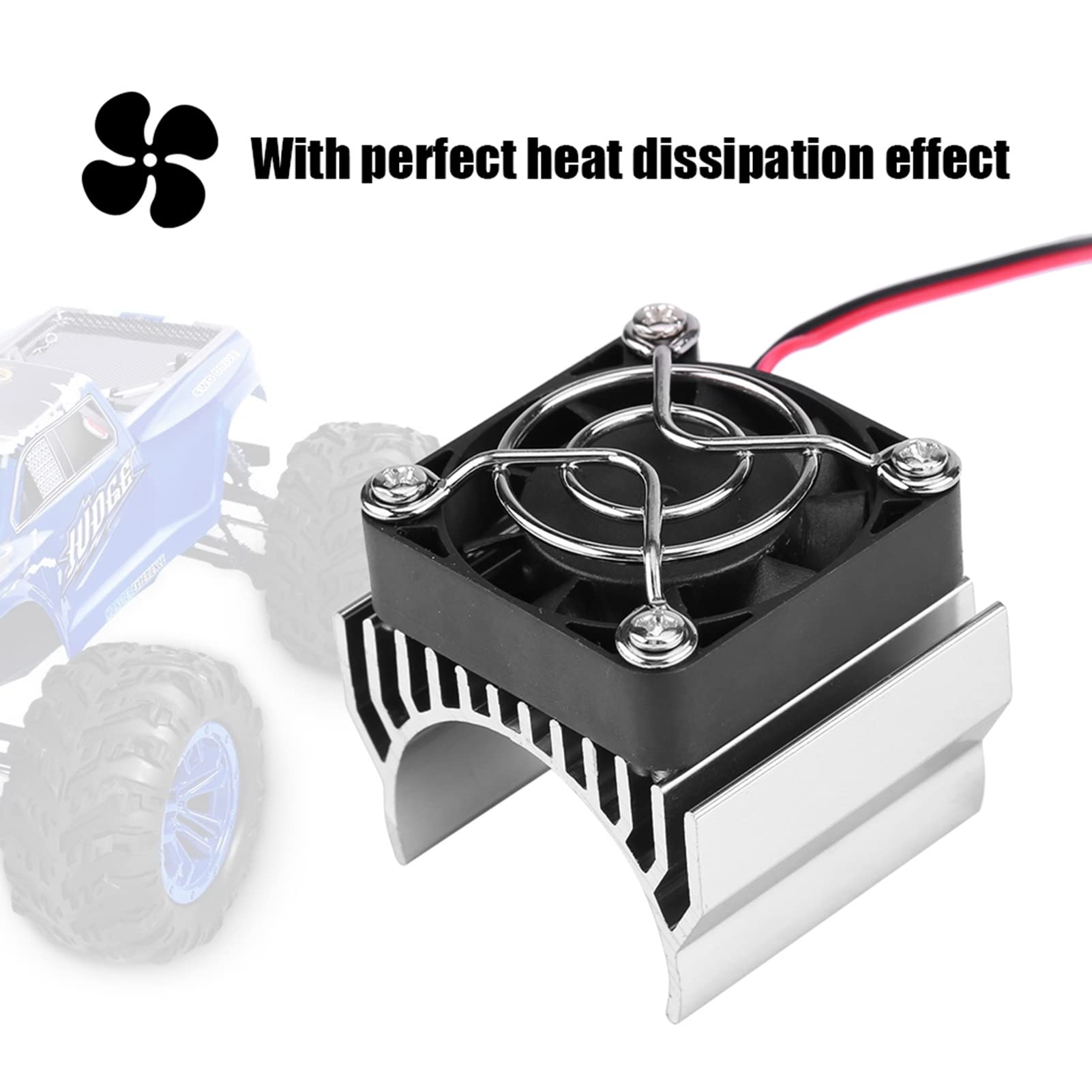 Heat Sink With Cooling Fan for 1/10 Scale Electric RC Car 540 550 3650 Motor (Silver)