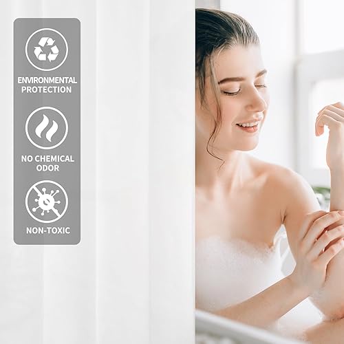 Miniatura 3 de CXPSINC Cortina de ducha de baño, cortina de ducha de plástico de 72 x 70 pulgadas, respetuosa con el medio ambiente con imanes y 12 ojales para