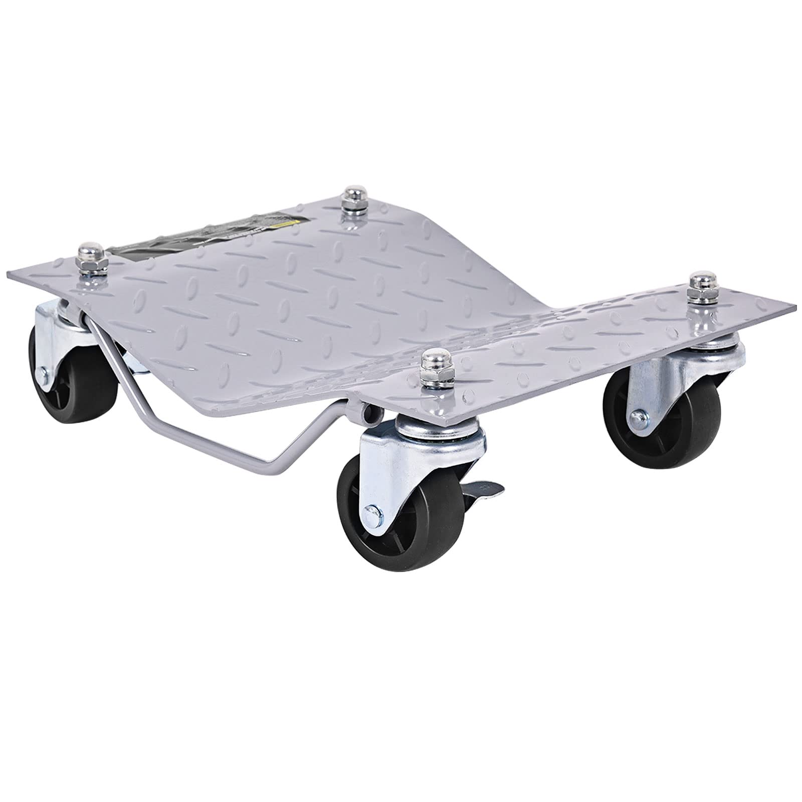 GYMAX Set di 4 Carrelli con Ruote da 2720 KG di Capacità, Carrelli Portaauto con Ruote Universali e Maniglia Pratica, Carrello Mobile per Camion, Moto