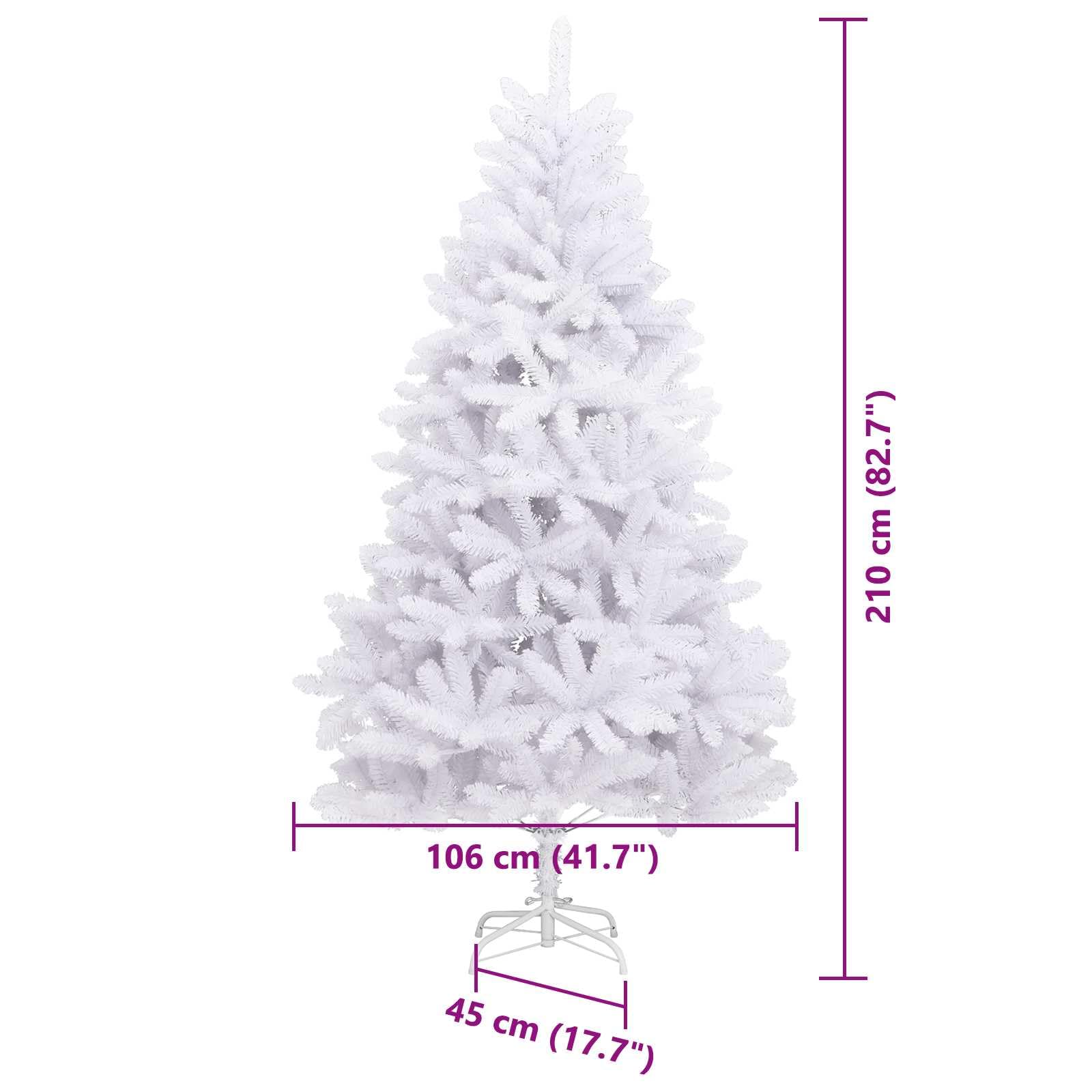 vidaXL Albero di Natale Artificiale con Rami Pieghevoli Bianco 210 cm