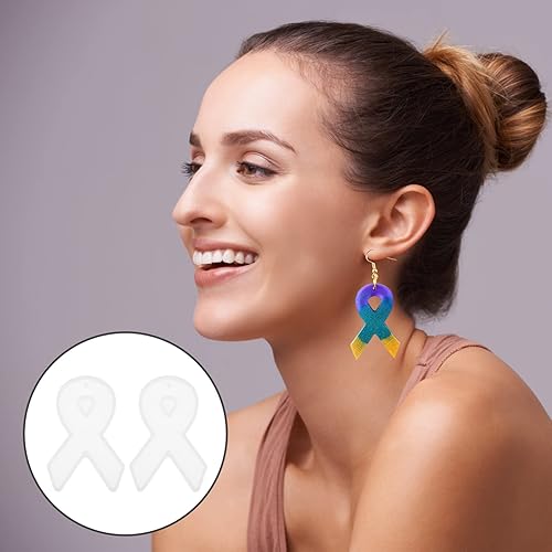 Miniatura 4 de EXCEART 8 pares de moldes de resina para aretes, moldes de resina epoxi, moldes de silicona con cinta de amor