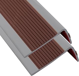 Stair Nosing 2Pcs Anti Slip Stair Treads Self Adhesive Stair Edge Protector 2x1x39 Inch/5 * 2.5 * 100CM L-Shaped Stair Decking Edge Trim for Outdoor Indoor Staircases Brown