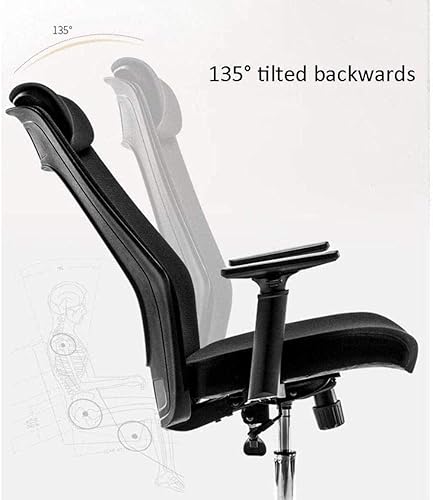 Miniatura 4 de Silla de oficina ergonómica con soporte lumbar, reposabrazos ajustables, altura ajustable, color negro