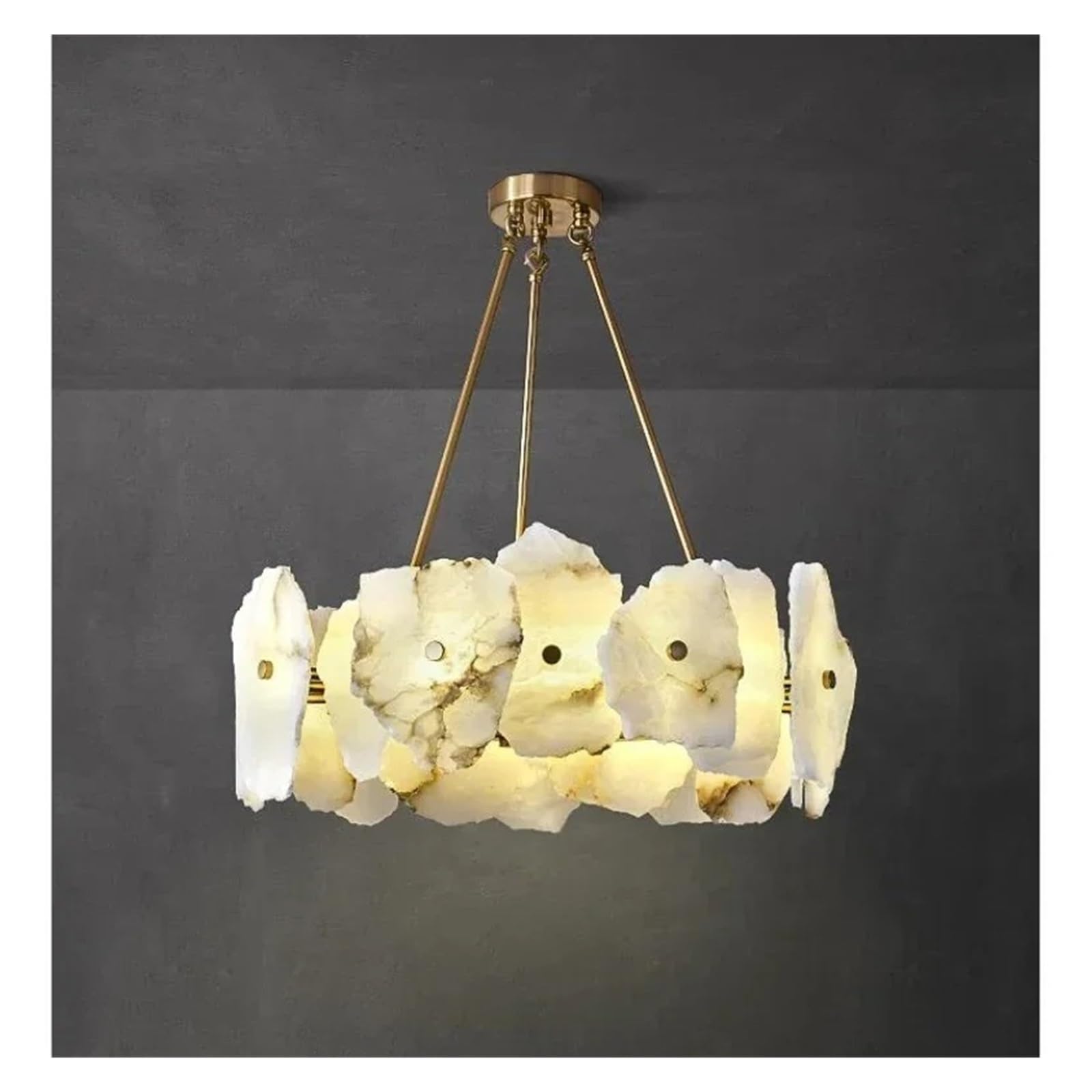 ASerZenith White Marble Led Chandelier For Restaurant Living Room Round/Long Pendant Light Nordic Bedside Background Decor Led Lighting,3 Changeable-60Cm
