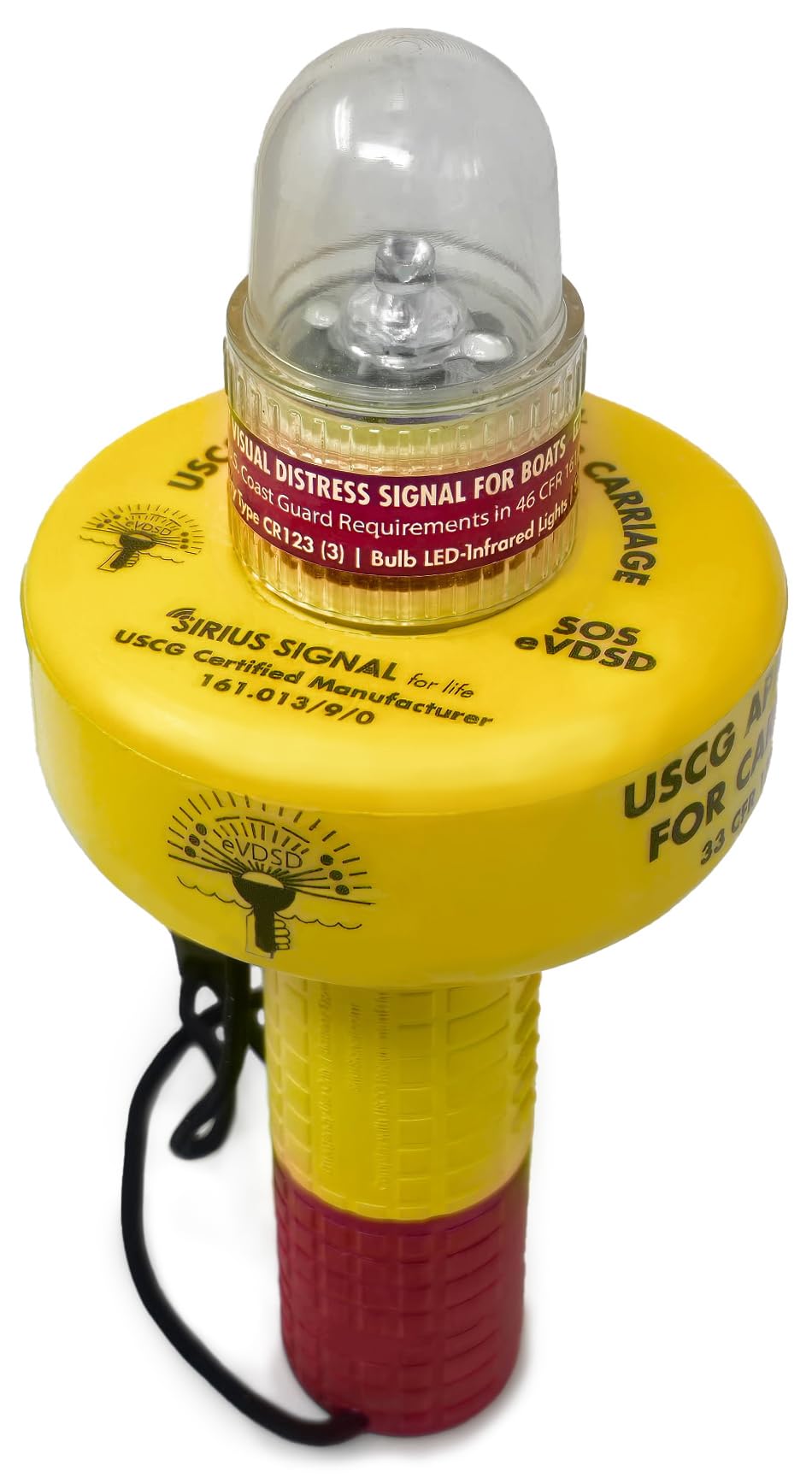 Sirius Signal A-1001 SOS LED 3 en 1 señal de emergencia con mini baliza solo, blanco e infrarrojo, aprobado por USCG, incluye soporte de pantalla, bandera diurna y silbato