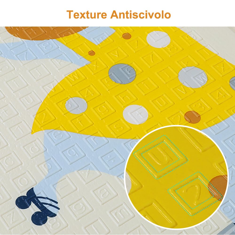 OUNUO Tappeto da Gioco per Bambini, Neonato, Gattonamento Pieghevole 200 x 180 cm, XPE Schiuma/Portatile Reversibile per Pavimento Antiscivolo (200 * 180CM)