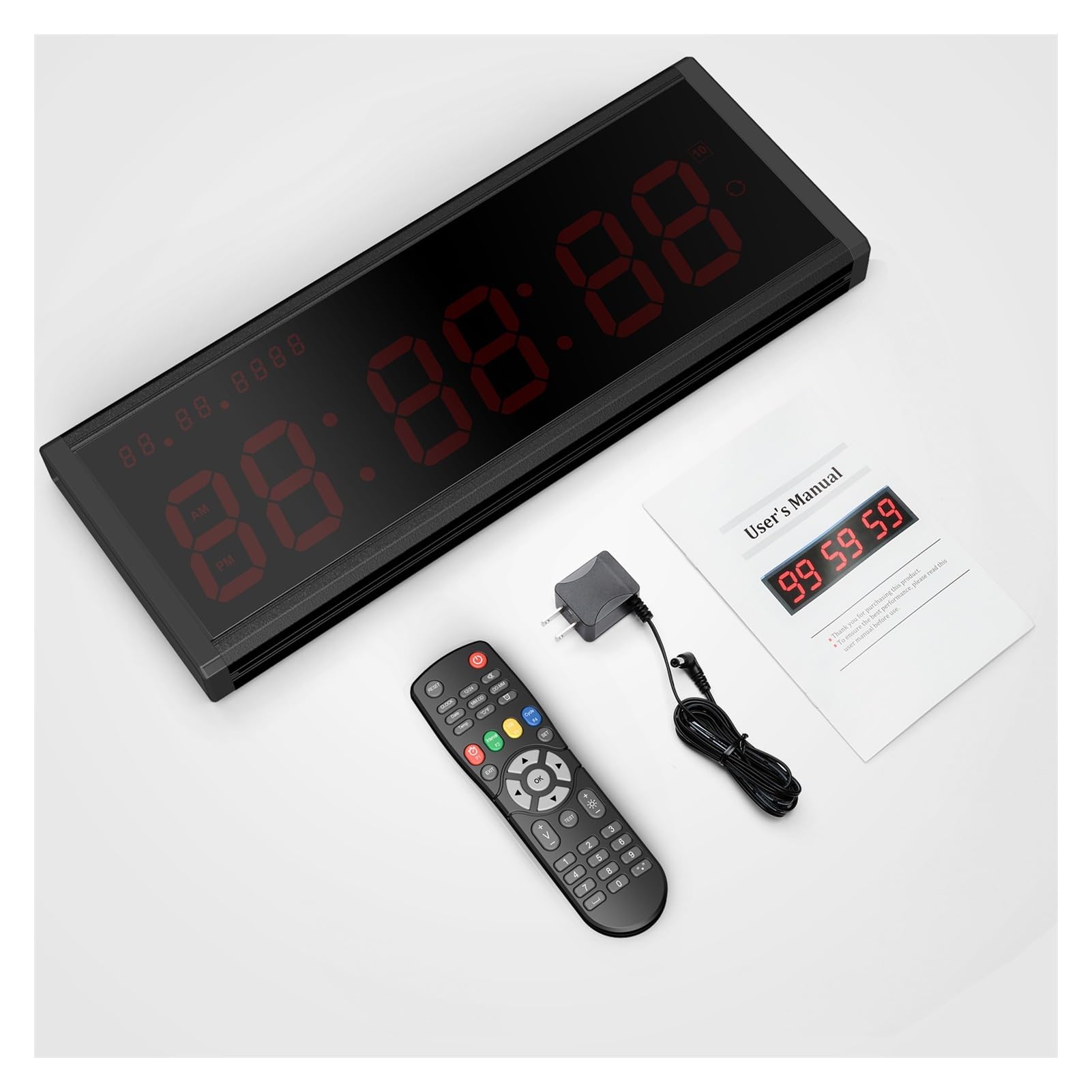 Timer palestra, 3 "Timer da palestra Grande LED Orologio parete for allenamento a intervalli con ora e data Cronometro digitale conto alla rovescia/su for Garage Allenamento di boxe