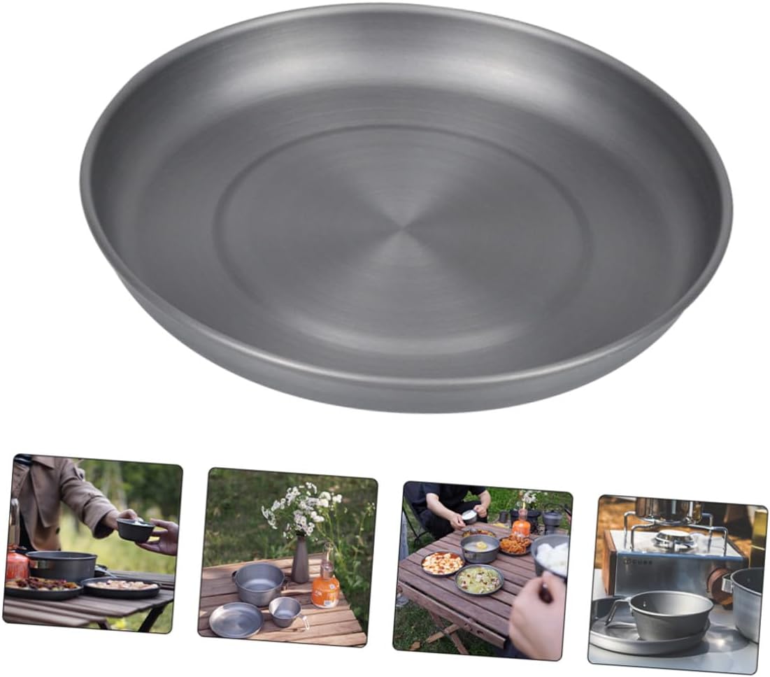 Ciieeo Portable Stainless Steel Bbq Plate Multipurpose Snack Tray Camping Picnic Outdoor Camping Tableware for Hiking and Self-driving Trips