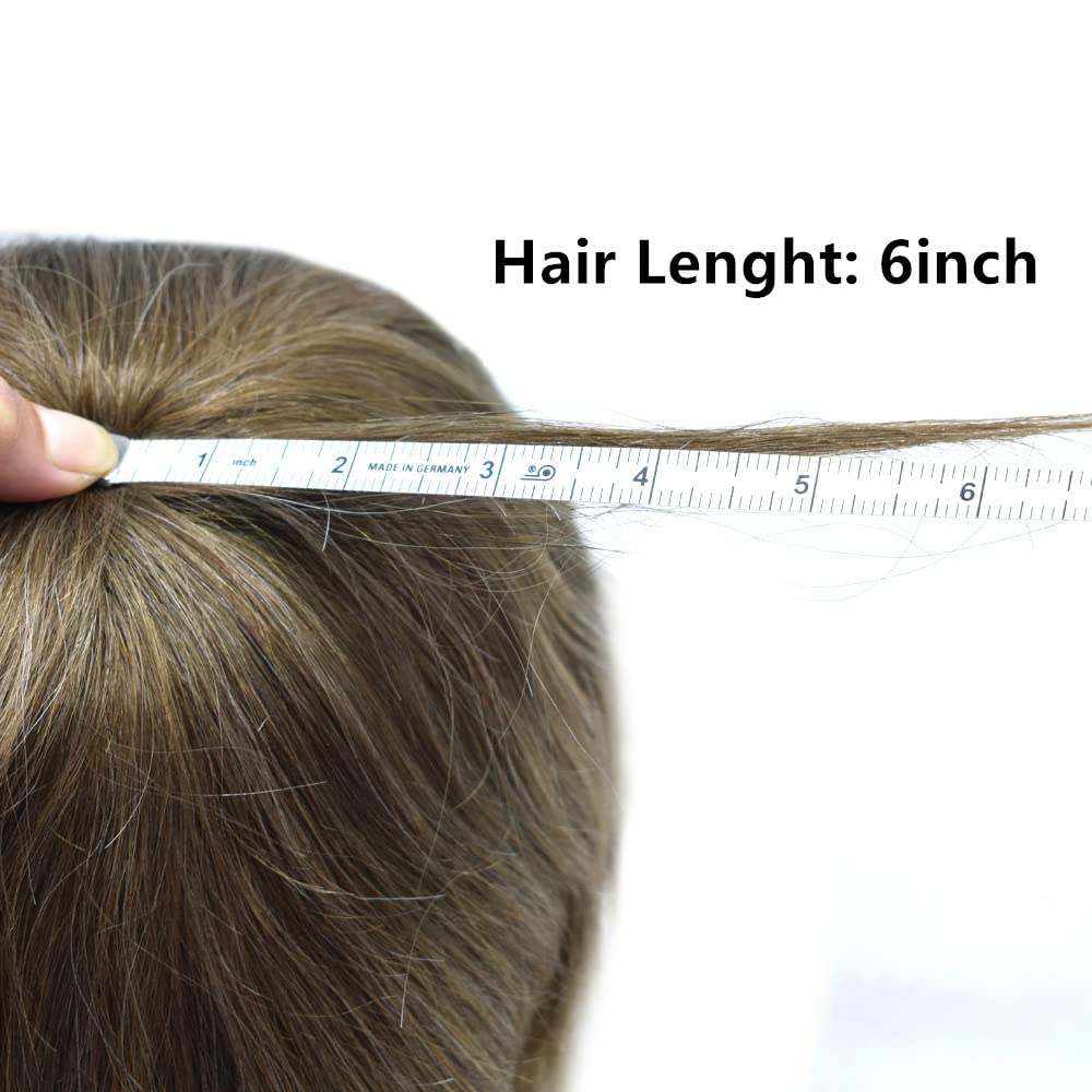 Mens Toupee Wigs Hair System French Lace Front Hair Piece Replacement Natural Hairline Poly Skin PU Toupee (8''x10'', #20 Light Ash Blonde-120% Med-light to Medium Density)