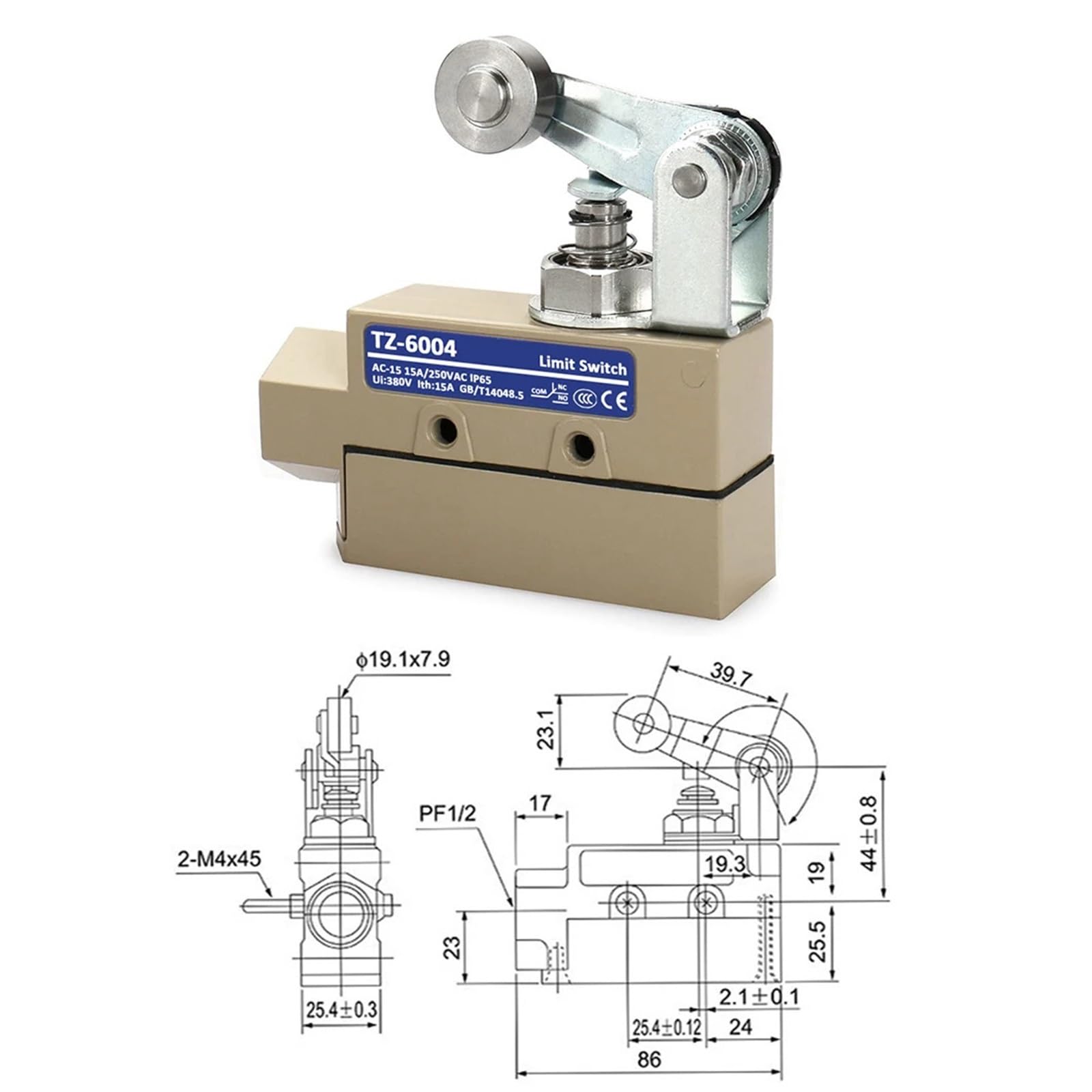 TZ-6004 1NO1NC Waterproof Limit Switch AC250V 15A Door with M20